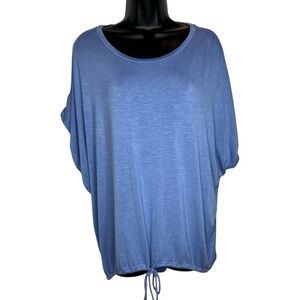 Signature Studio Blue Oversized Dolman Sleeve Top Drawstring Waist XL
